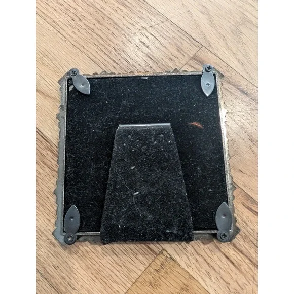 VTG Y2K Jeweled 3x3 Square Picture Frame Pewter Amethyst Lavender Rhinestones - Picture 9 of 16